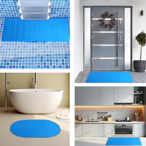 Alfombrilla antideslizante para escalera de piscina 23x60 cm azul miniatura 5