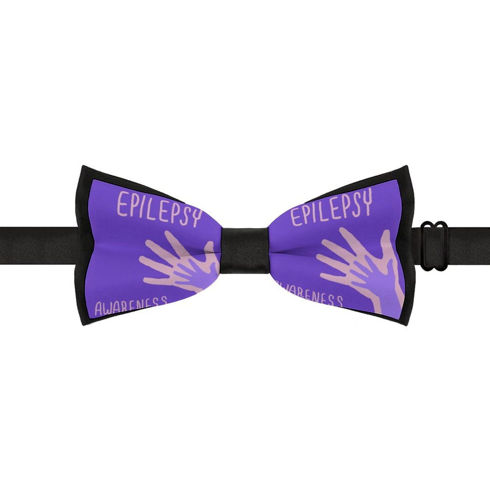 GoasNei Epilepsy Awareness Month Bow Tie for Men Adjustable Necktie Funny Tie Neck Ties for Weddings Party