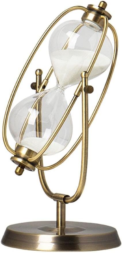 Comfot Time Hourglass Decoration Metal Sands Bottle Timer Living Room TV Stand Wine Cabinet Decorations, Rotating Hourglass, Large, 30 Minutes