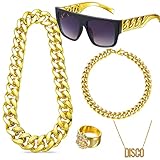 😎【Gefälschte goldenes Armband】 Die Rapperkette besteht aus sicherem Legierung, der hautfreundlich ist, nicht leicht zu verblassen, hochglanzpoliert und glatt ist. Diese Goldkette ist stark und langlebig. Unsere große gefälschte Goldkette kann in 90er-Jahre-Kostümen für Männer und Frauen verwendet werden.