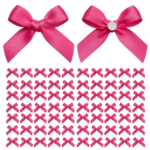 EONSUI 100PCS Mini Hot Pink Bows Decoration Tiny Satin Ribbon Ornaments for DIY Crafts Favors Fit for Wedding Party Birthday Bachelorette Party Bridal Shower Valentines Day Christmas