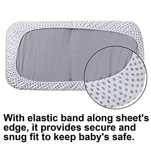 Bassinet Sheets 4 Pack For Baby Unisex, Stretchy Jersey Knitted Fitted Sheet Universal For Oval Rectangle And Hourglass Bassinet Mattress, White And Grey, Neutral For Baby Boy And Girl #TOP4