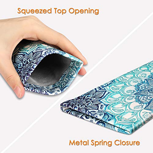 Image of FINTIE Soft Eyeglasses Case with Cleaning Cloth, Portable Squeeze Top Vegan Leather Glasses Pouch, Sunglasses Eyewear Bag