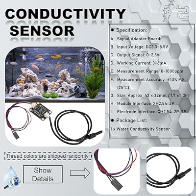 TDS Water Conductivity Sensor, Water Quality Monitoring Sensor Module,Plug and Play TDS Meter Probe Water Quality Monitoring for Liquid Quality Monitoring Detection Tester Module Parts