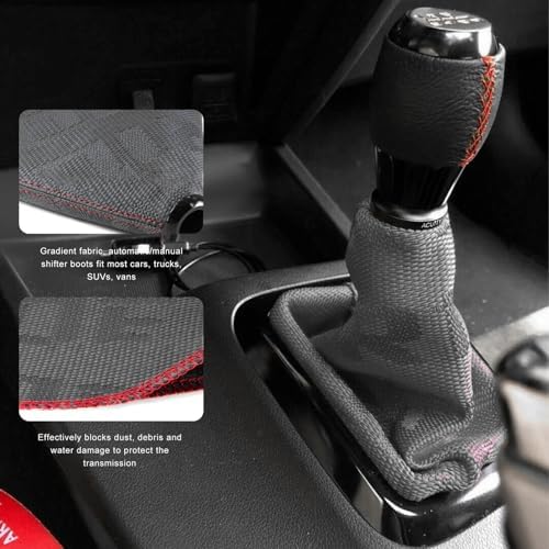 CCHRN Car Shift Boot Cover, Dustproof Shift Knob Covers Manual Automatic Lever Boot, Waterproof Fabric Gear Shifter Protector Universal for Sedans Trucks SUVs, Car Accessories (Gray) — view 3