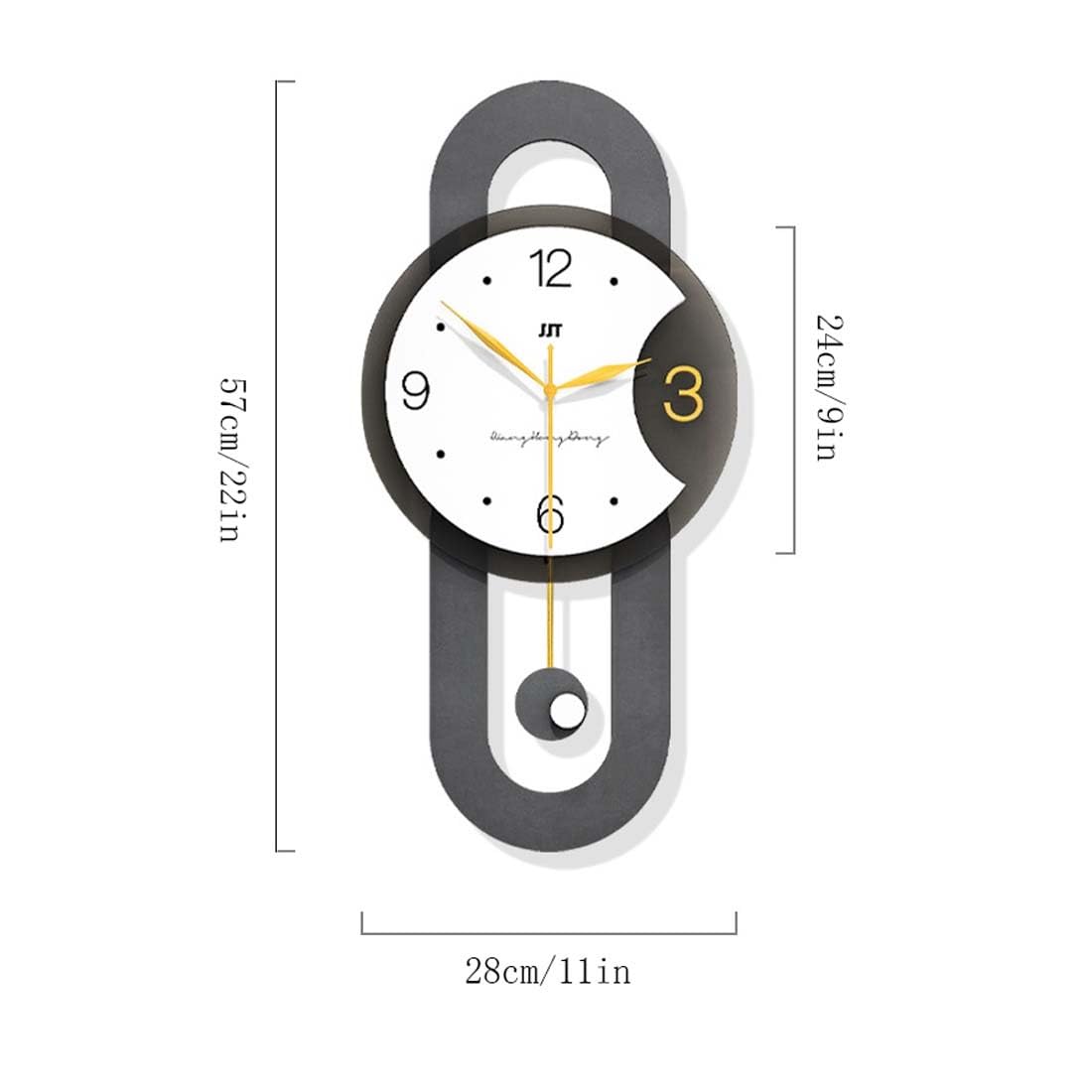 Reloj de pared con péndulo, moderno, decorativo, funciona con pilas, ideal para sala de estar, dormitorio, oficina, decoración del hogar