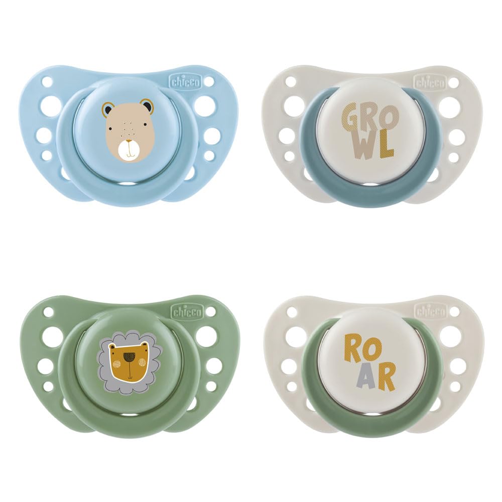 Chicco PhysioForma Comfort Tétines Bébé En Silicone, Sucette Douce, Aide à La Respiration, Favorise Le Développement De La Bouche, De 16 à 36 Mois, 1 Unité, Bleu Phosphorescente, Coloris Aléatoire