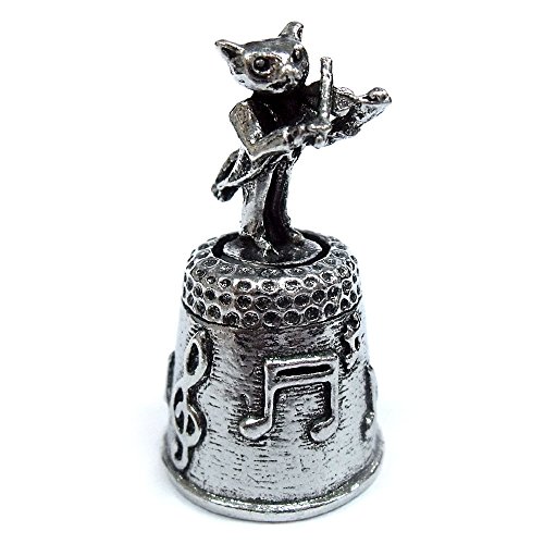 A.E.Williams シンブル 指ぬき ネコのオーケストラ バイオリン ピューター 錫 英国製 裁縫 かわいい