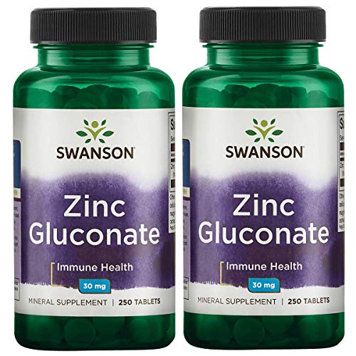 Swanson Zinc Gluconate 30 mg 250 Tabs 2 Pack