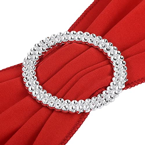 PATIKIL 13" x 5" Stretch Chair Sashes Bows, 25 Pack Elastic Chair Bands Sashes with Buckle Slider for Wedding Banquet Decorations Red - Image 4