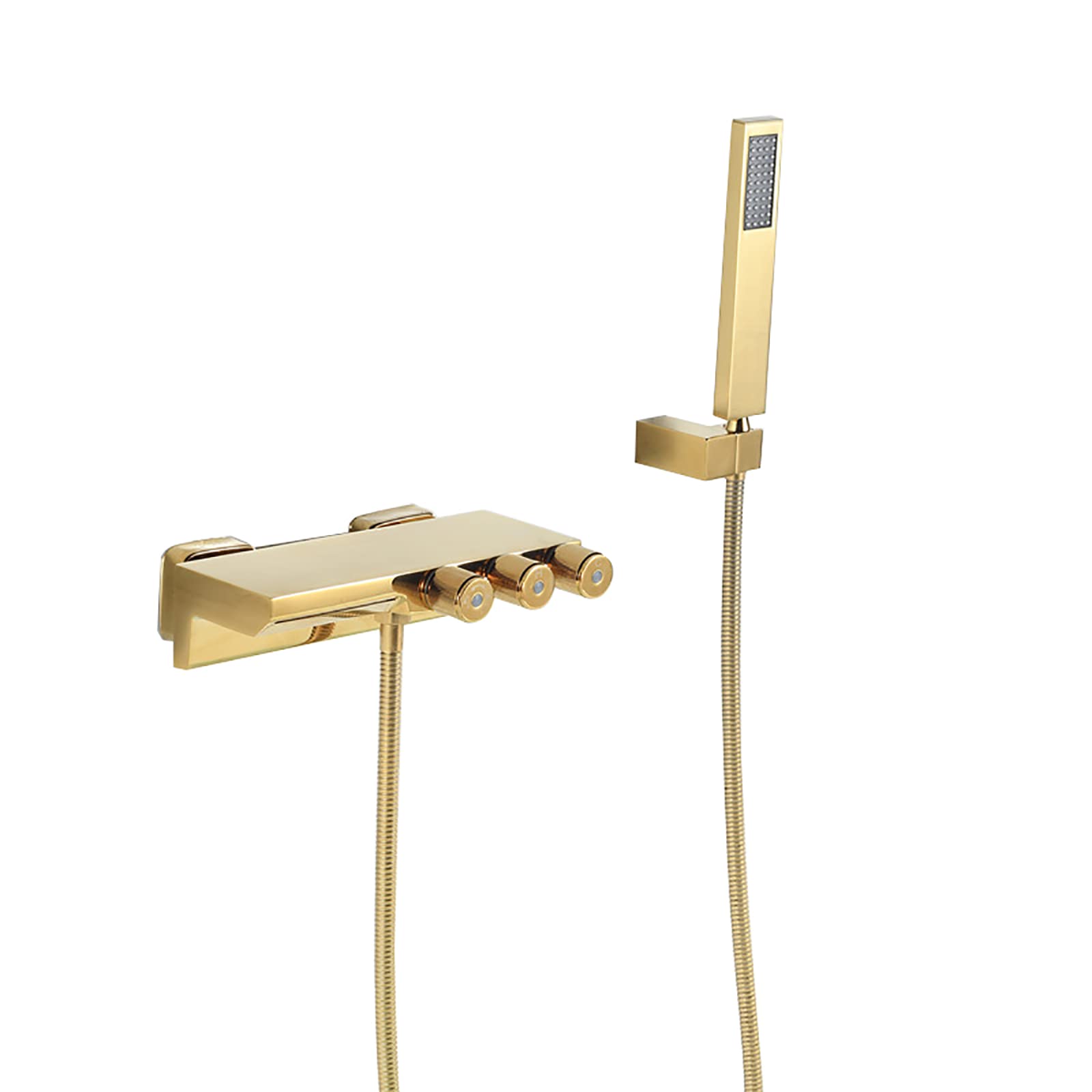 GLJTUO Bathtub Faucet Waterfall with Handheld Shower, Tub Faucet Wall Mounted Tub Tap Brass Tub Filler Faucet 3 Handles Filler Mixer Tap with 1.5M Shower Hose,Chrome,Gold