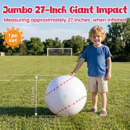 Shindel Giant Inflatable Baseball, 27 Inch Blow Up Ball for Kids - image 2