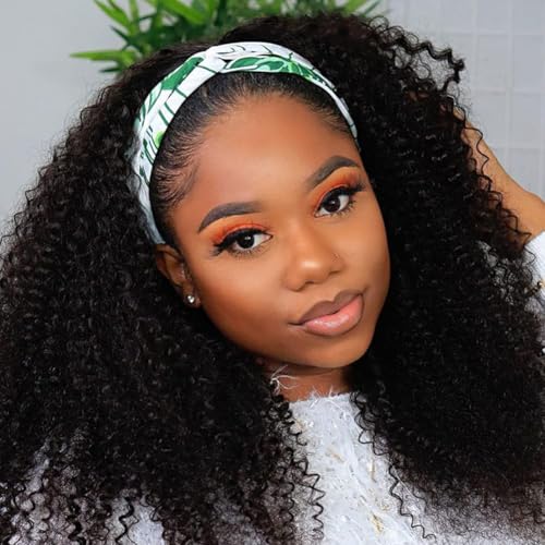 Punmasa Deep Wave Headband Wig Human Hair 18 Inches Glueless