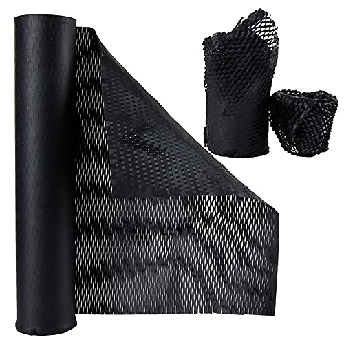 Honeycomb Packaging Cushion Kraft Paper 15.7  x 110  Wrap Perforated Packing Paper Rolls for Packing & Moving, Eco-Friendly Packaging Paper Alternative to Plastic Packaging Wraps (Black)