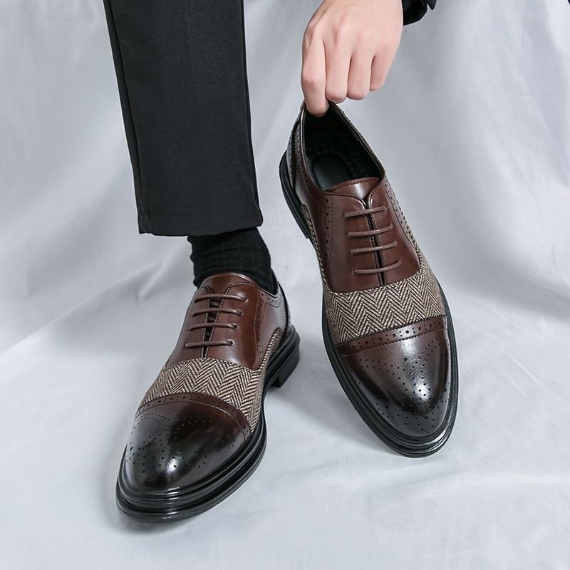 Men's Formal Leather Shoes, Casual Business Leather Oxford Derby Shoes, Lace-up Slip-in, Driving, Comfort, Party, Wedding2