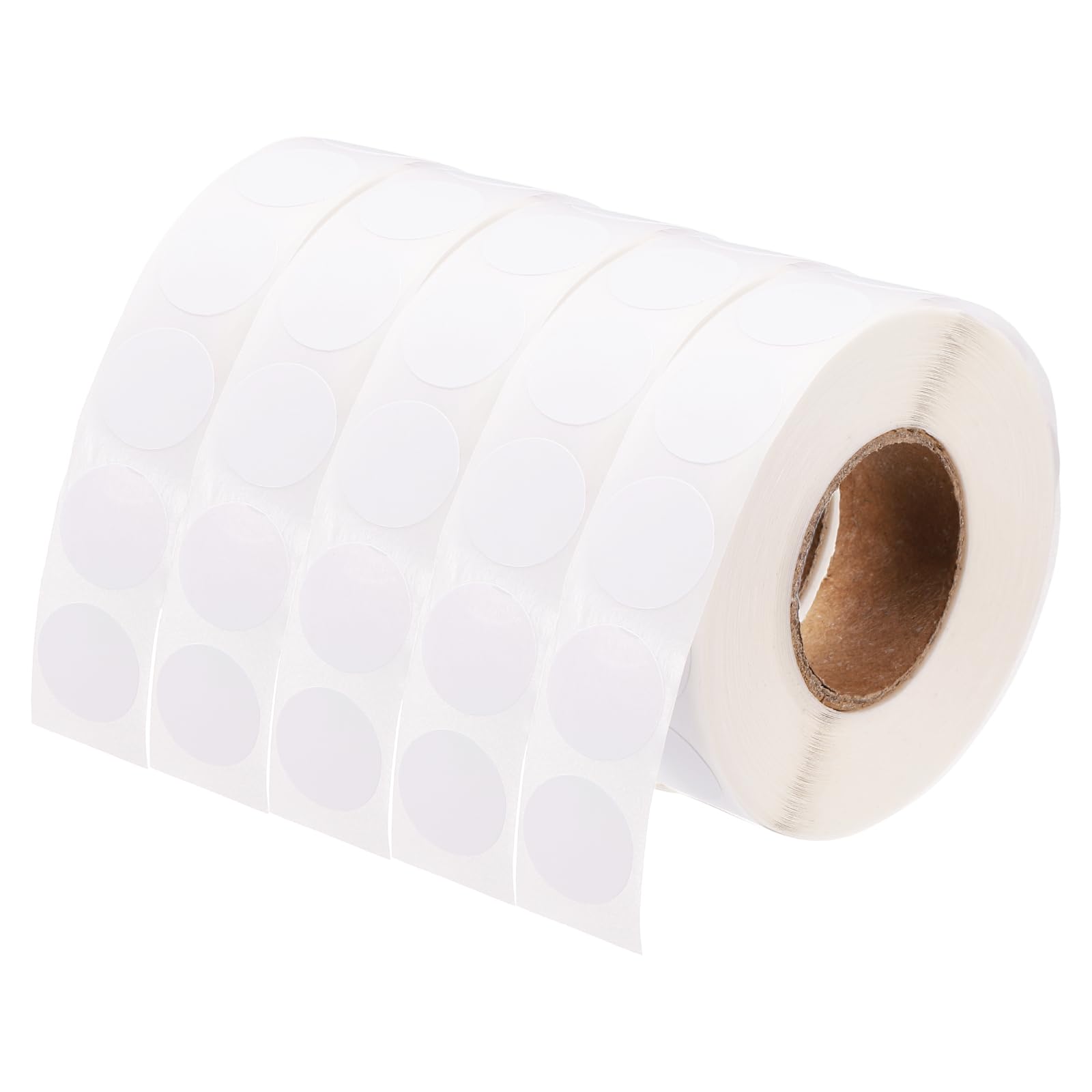 PATIKIL 5000 Pcs Colored Dots Stickers, 13mm Adhesive Round Color Coding Labels Sticky Polka Circle Price Sticker for Office Classroom Papers Shop, White (1000 Pcs Per Roll, 5 Rolls)