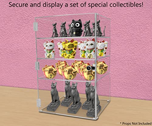 Retail Locking Display Case 12" X 12" X 19" Merchandise Cabinet Countertop Display Memorabilia Secure Pastry Cabinet Display Lock 2 Keys Show Case Stand 4 Shelf Pawn Shops By Marketing Holders #TOP2
