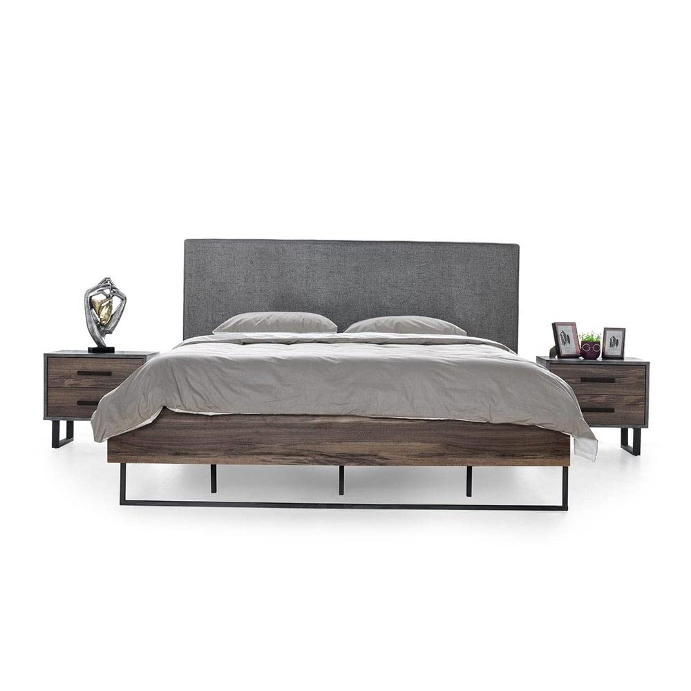 Danube Home Norden 180X200 King Bed - Beige/Walnut