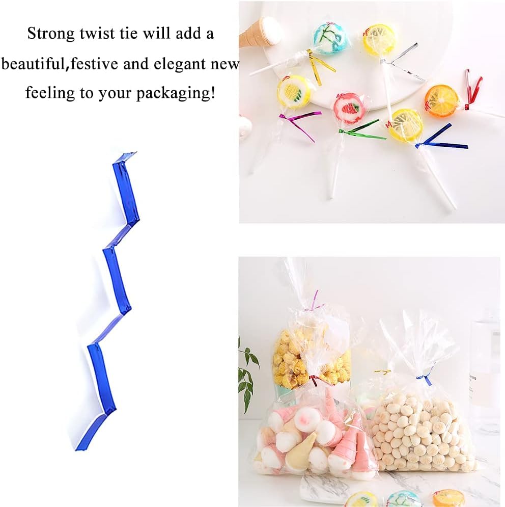 Cake Decor Metallic Blue Twist Ties Wire for Cake Pops, Chocolate, Wrapping Gift, Candy & Cone Sealing (Pack of 400) 2