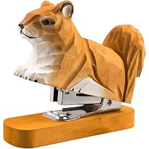 Wooden Animal Stapler, Desktop Stitcher Art Figurine Statue Sculpture for School Office Stationery Squirrel