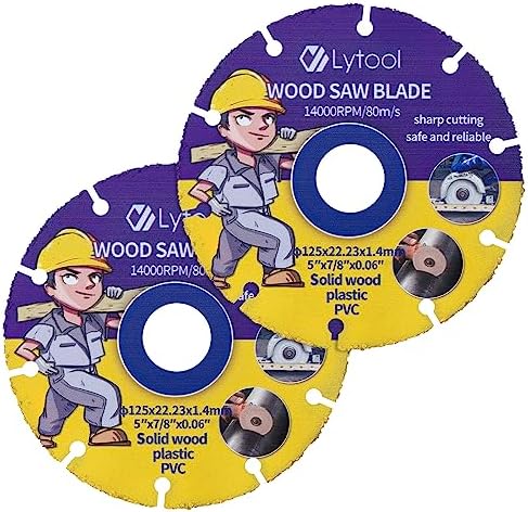 Lytool 2 tlg Sägeblatt für Winkelschleifer Holztrennscheibe 125mm | Kreissägeblatt Trennscheibe Holz Flexscheibe zum Schneiden von Holz, Sperrholz, Gummi, Kunststoffe, für Holzbear