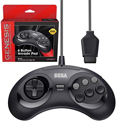 Retro-Bit Official Sega Genesis Controller 6-Button Arcade Pad for Sega