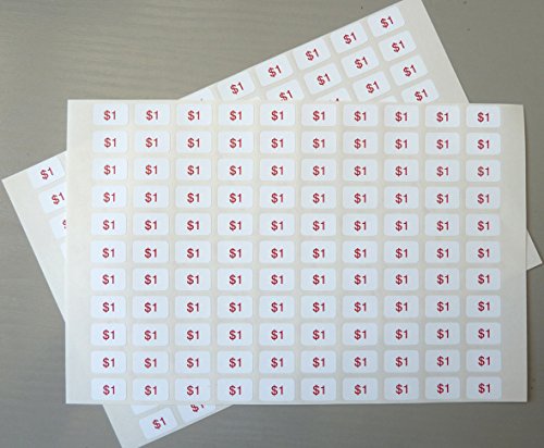 $1 Red on White Plastic 16x10mm 240 Labels Price Promotional Display Stand Point of Sale Stickers Self-adhesive Labels
