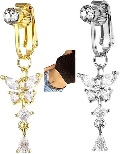 JILIYUPA 2 anillos de ombligo de acupunterapia desintoxicante adelgazante anillos de ombligo de mariposa de flores anillos de ombligo de linfdrenaje