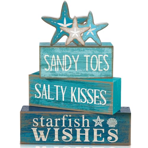 Yuntau 4 Pcs Summer Table Decorations Beach Tiered Tray Decor