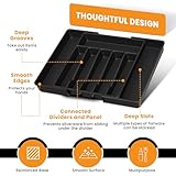 KICHLY Cutlery and Kitchen cutlery drawer organiser Expandable 8 Compartment for Kitchen, Multipurpose Large cutlery Tray and Spoon Holder, Adjustable Silverware Plastic Organizer, (Black) - Image 7