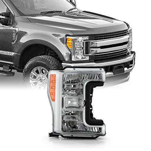 AKKON - Fits 2017 2018 2019 Ford F-250 F350 F450 F550 Super Duty [Halogen Type] Chrome Headlight Passenger Right Replacement