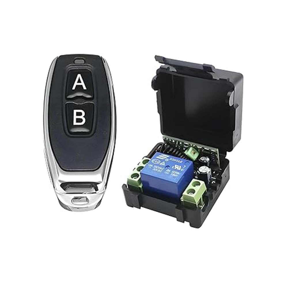 hexonix 433mhz universal wireless remote control switch dc 12v 1ch rf relay receiver module with transmitters ev1527 learning code remote switch (1 receiver and 1 l-u remote)