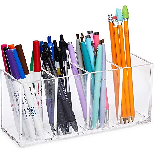 Clear Acrylic Pen Holder for Desk and Office Organization 29 x 38 x 89 in