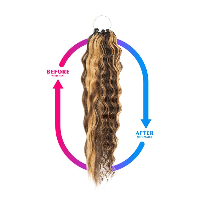 100% Unprocessed Remy Human Hair Feather Crochet Extensions for Women – Reusable, Invisible Knotless Feather Hair - Wet & Wavy - Natural