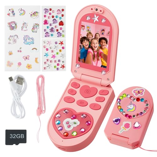 Macchina Fotografica Bambini,Fotocamera Bambini Selfie HD 1080P per Video, Regali Giocattolo di Natale & Compleanno Natale,giochi bambini 3-12 Anni,Telefono Giocattolo per Bambini con Scheda da 32 GB