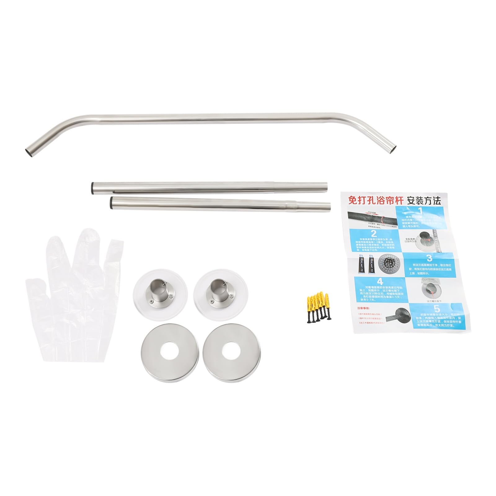 Tringle à rideau de douche extensible en acier inoxydable en forme de diamant - 45-75 cm - Sans perçage - Barre de douche d'angle - Support pour salle de bain - Argenté