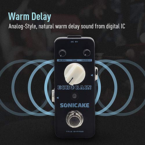 SONICAKE Delay Pédale d'effets guitare Analogique-Style Hybride Numérique Echo Rain