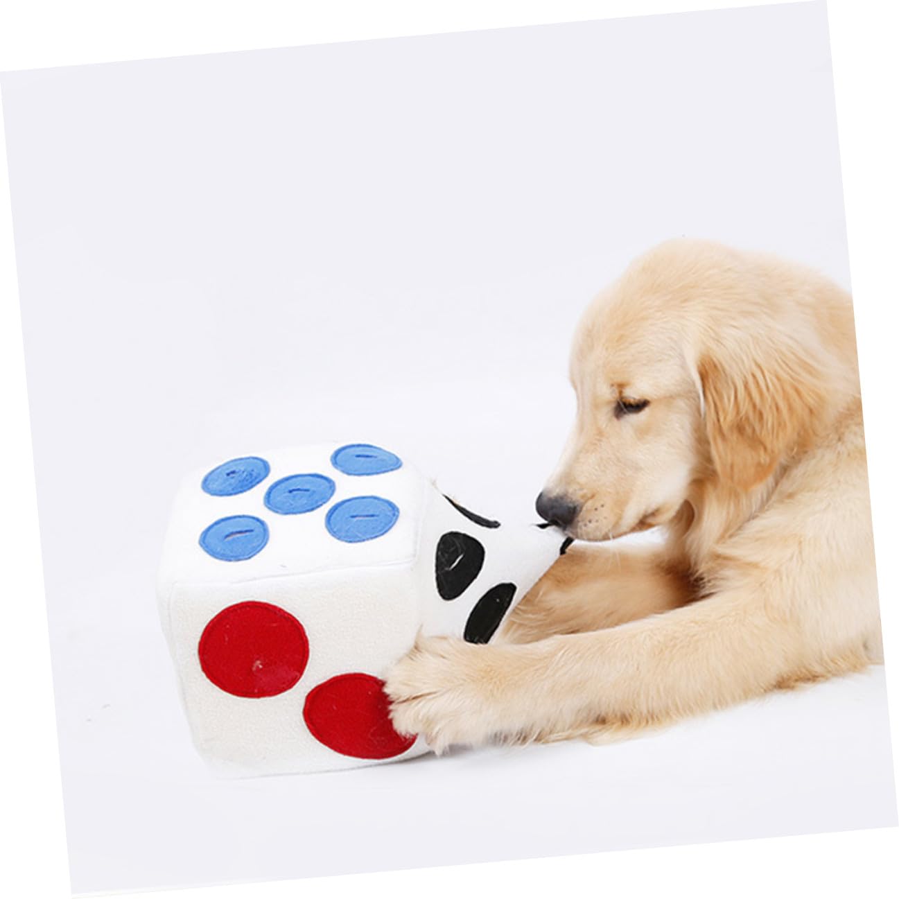 Giocattolo Facile da Pulire a Forma di Dado per Cani in Peluche Bianco e Gioco Interattivo Morbido e Creativo per L'addestramento in Casa