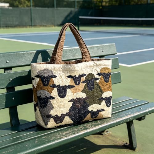 Bolso tote acolchado con patchwork bohemio y compartimentos Sheep Heaven 3