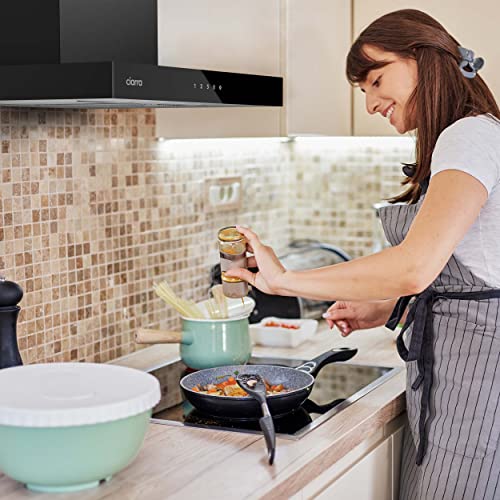 CIARRA CBCB6102 A+++ Dunstabzugshaube 60 cm Umluft mit App Touch-Bedienung Abluft Abzugshaube 650m³/h CBCF003 Aktivkohlefilter TouchControl 4 Stufen Inkl. Booster Schwarz