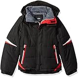 LONDON FOG Boys' Big Active Puffer Jacket Winter Coat, Super Black, 14/16