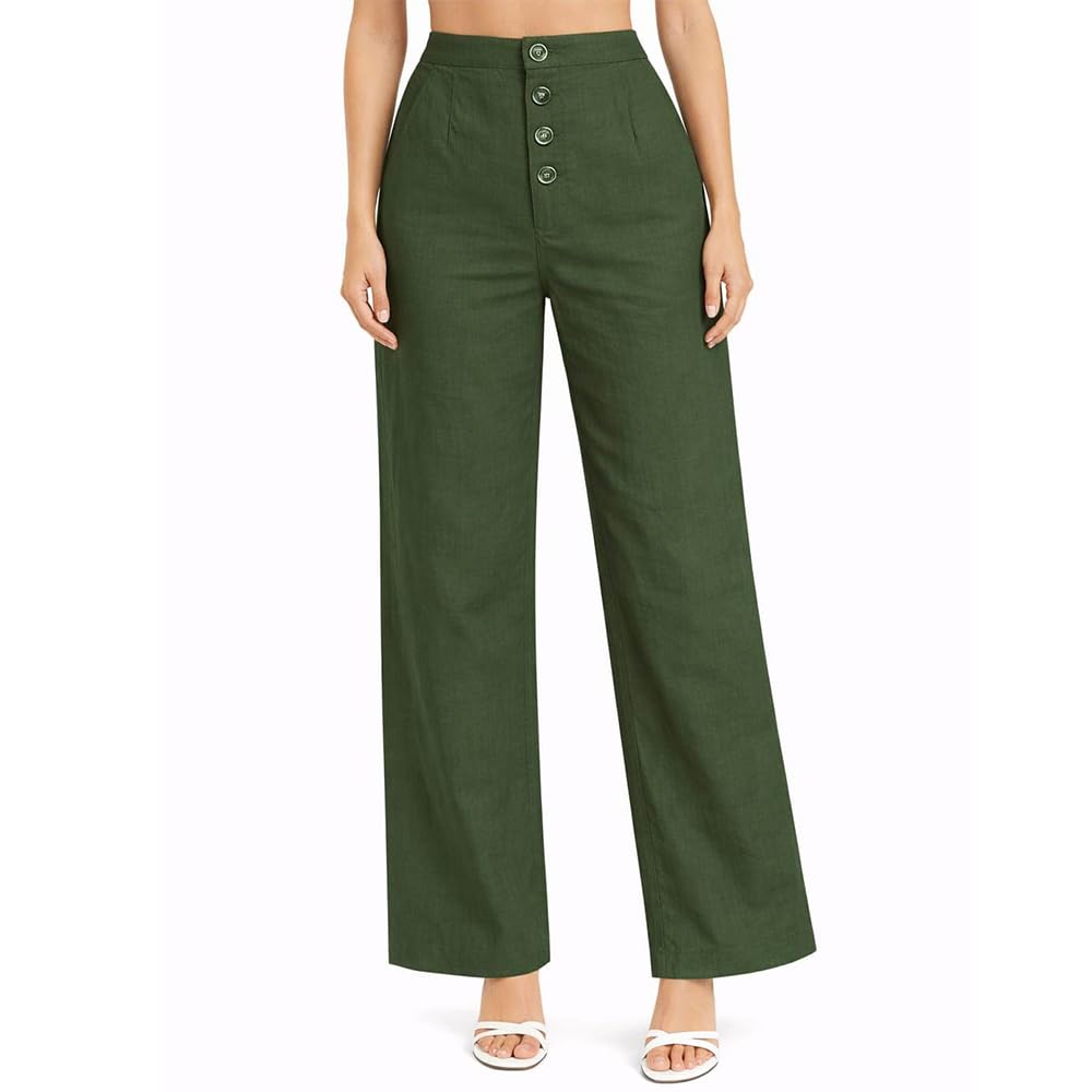 Women's High Waist Stretchable Lycra Trousers, Flared Leg, Casual Wear, 2 Pockets-picture-56