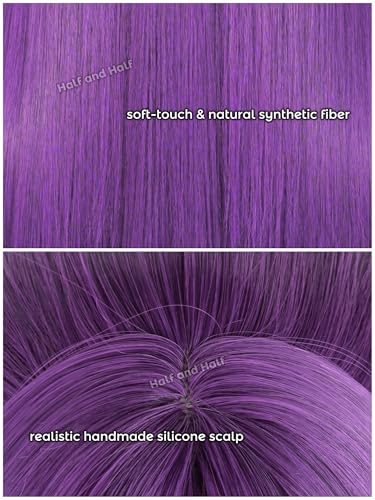 Image of Fer-n Cosplay Wig 29'' Long Straight Anime Deep Purple Wigs with Bangs | Dark Purple Wig Synthetic Hair for Women Halloween Costume Party