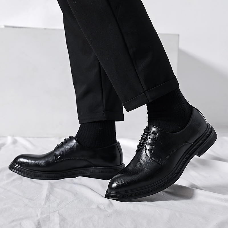YZABEL Men's Pointed Toe Lace-Up Business Casual Shoes, Stylish Printed Oxfords Dress Shoes, Lightweight and Comfortable for Wedding Thanksgiving Christmas New Year Party Daily Activity2