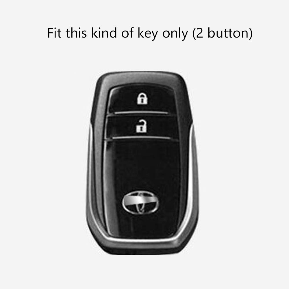 HIBEYO Custodia Chiave Auto In Silicone Per Toyota – Design Antigraffio Con Portachiavi – Colore Nero - copertina