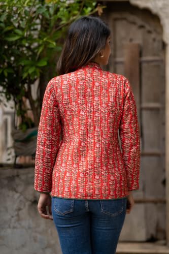 Image of Reversible Jacket for Women | Double Sided Quilted Jacket | Reversible Winter Jacket for Women | Stylish Ethnic Printed Jacket | Warm & Comfortable Casual Outerwear