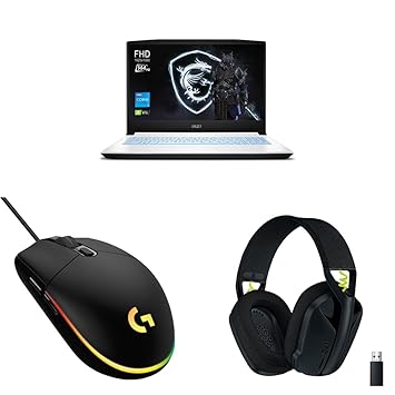 MSI Sword Gaming Laptop (Intel i5 12th Gen/16GB RAM & SSD Storage/3050 Graphics)+Logitech G G102Wired Gaming Mouse+Logitech G435 Gaming Bluetooth Wireless Over Ear Headphones with Mic - Black