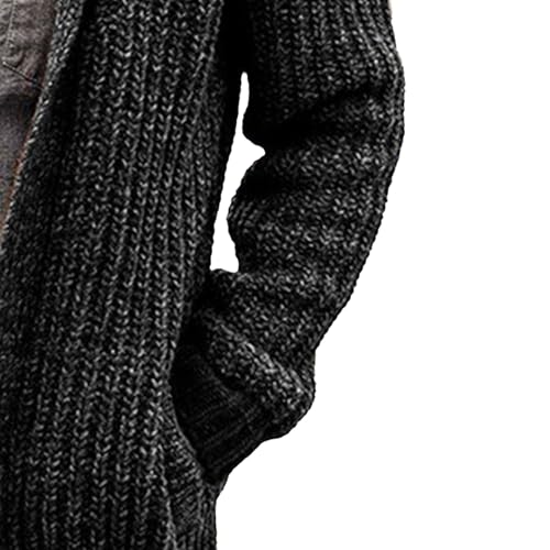 Mens Shawl Collar Cardigan Sweaters Long Sleeve Button Down Knitted Sweater Solid Color Casual Knitwear with Pocket4