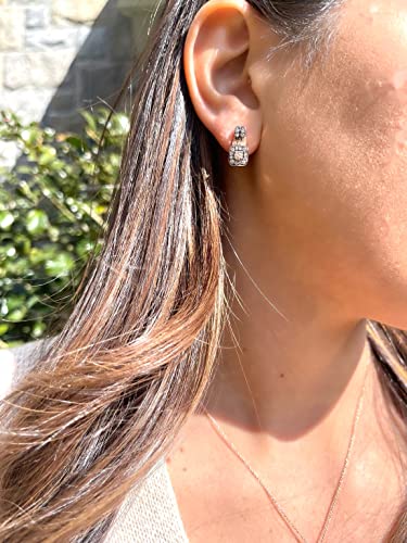 LE VIAN 3/4 Carat White and Brown Diamond Drop Earrings for Women in 14k Rose Gold (VS2-SI1, cttw) Square Dangle Earrings with Push Backs3