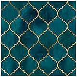 HAOKHOME 96034 Peel and Stick Wallpaper Graphic Trellis Sapphire Blue/Gold Removable contactpaper for Home Bathroom Decorations 17.7in x 32.8ft